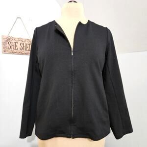 Eileen Fisher Black Baumwolle Cotton Blend Pocket Jacket XS Quiet Luxury Minimal